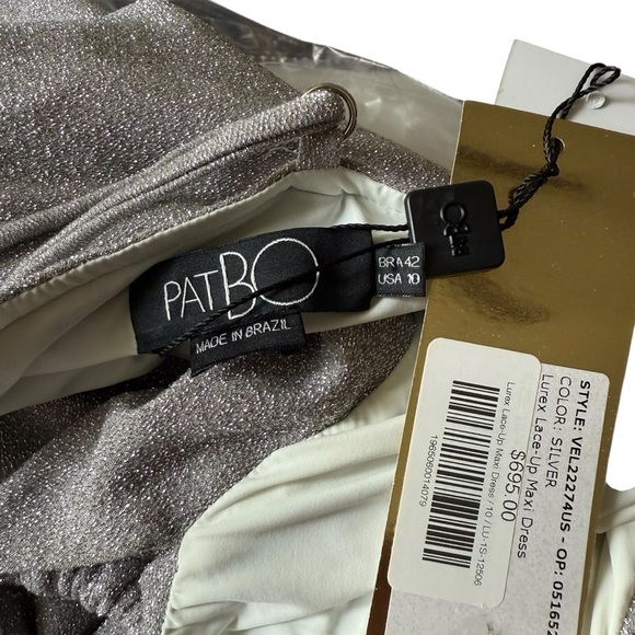 PatBO Lurex Cutout Silver Halter Ruched dress SZ 10 (U.S) NWT - Picture 7 of 9